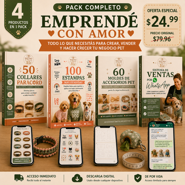 🎁 PACK COMPLETO NEGOCIO PET: 4 Productos por $24.99 (Ahorras $55)